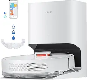 XIAOMI Robot Vacuum X10 - Robot aspirador e limpa-chão com sistema inteligente de navegação a laser (LDS), sucção de 4000 Pa, base de auto-esvaziamento, 5200 mAh, branco