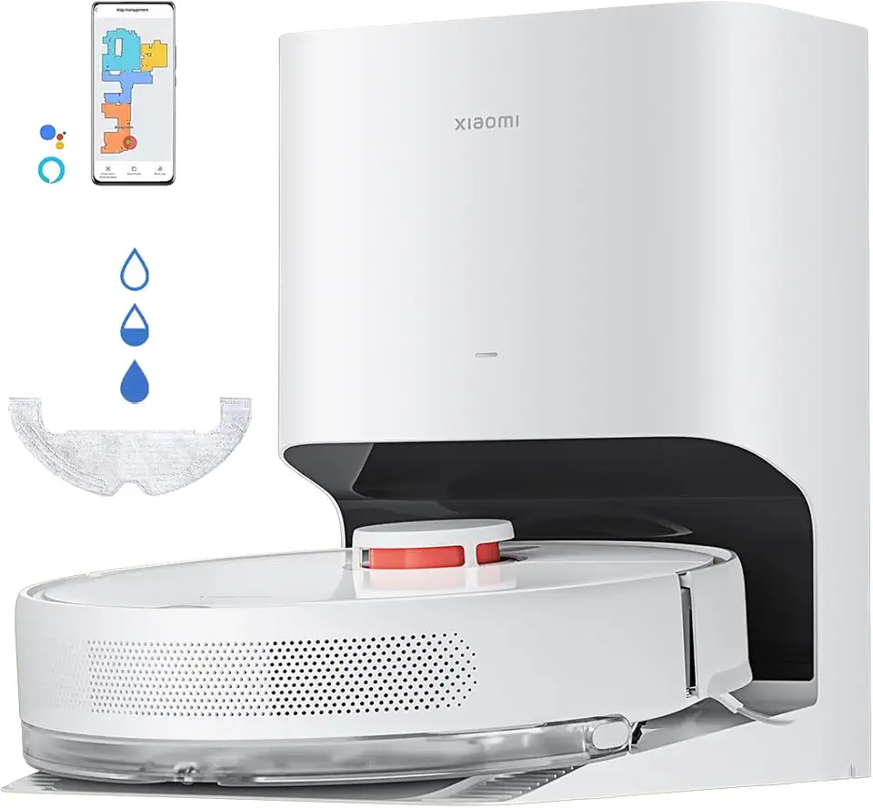 XIAOMI Robot Vacuum X10 - Robot aspirador e limpa-chão com sistema inteligente de navegação a laser (LDS), sucção de 4000 Pa, base de auto-esvaziamento, 5200 mAh, branco