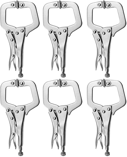 Miniatura 8 de Juego de 2 alicates de bloqueo resistentes con abrazadera en C de 11 pulgadas con almohadillas giratorias para artesanos, taller en casa,