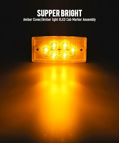 Miniatura 2 de Partsam 5luces rectangulares ámbar 6LED parte superior transparente para Freightliner Volvo