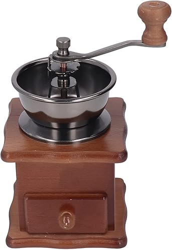 Oumefar Molinillo de café manual, fácil de operar, molinillo de café manual, base de madera retro, núcleo de acero inoxidable, ajustable para el