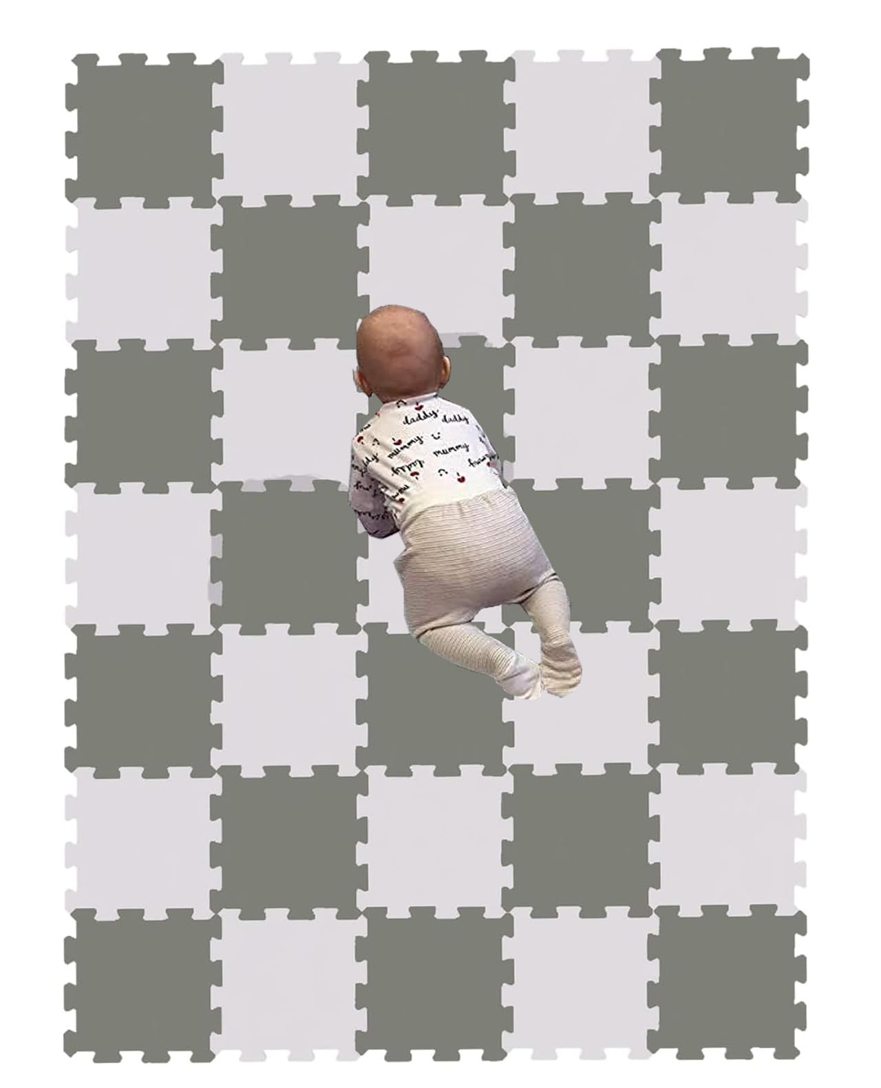 SAFRI Interlocking kids play mat soft foam Baby Playmats Floor Gyms jigsaw puzzle play mats floor exercise fitness yoga crawling mat living room flooring (White & Grey- 20 Pieces)