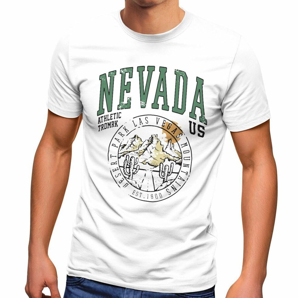 Tanuvjxk Men's White Usa Nevada Lettering Las Vegas Desert Fashion Street Style T-Shirt Xl