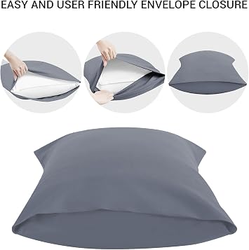 Pamposh Pillow Cases 2 Pack Super Soft Brushed Microfibre Pillow Covers Hypoallergenic Breathable Non Iron Envelope Closure Grey Pillow Cases