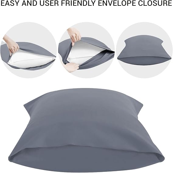 Pamposh Pillow Cases 2 Pack Super Soft Brushed Microfibre Pillow Covers Hypoallergenic Breathable Non Iron Envelope Closure Grey Pillow Cases