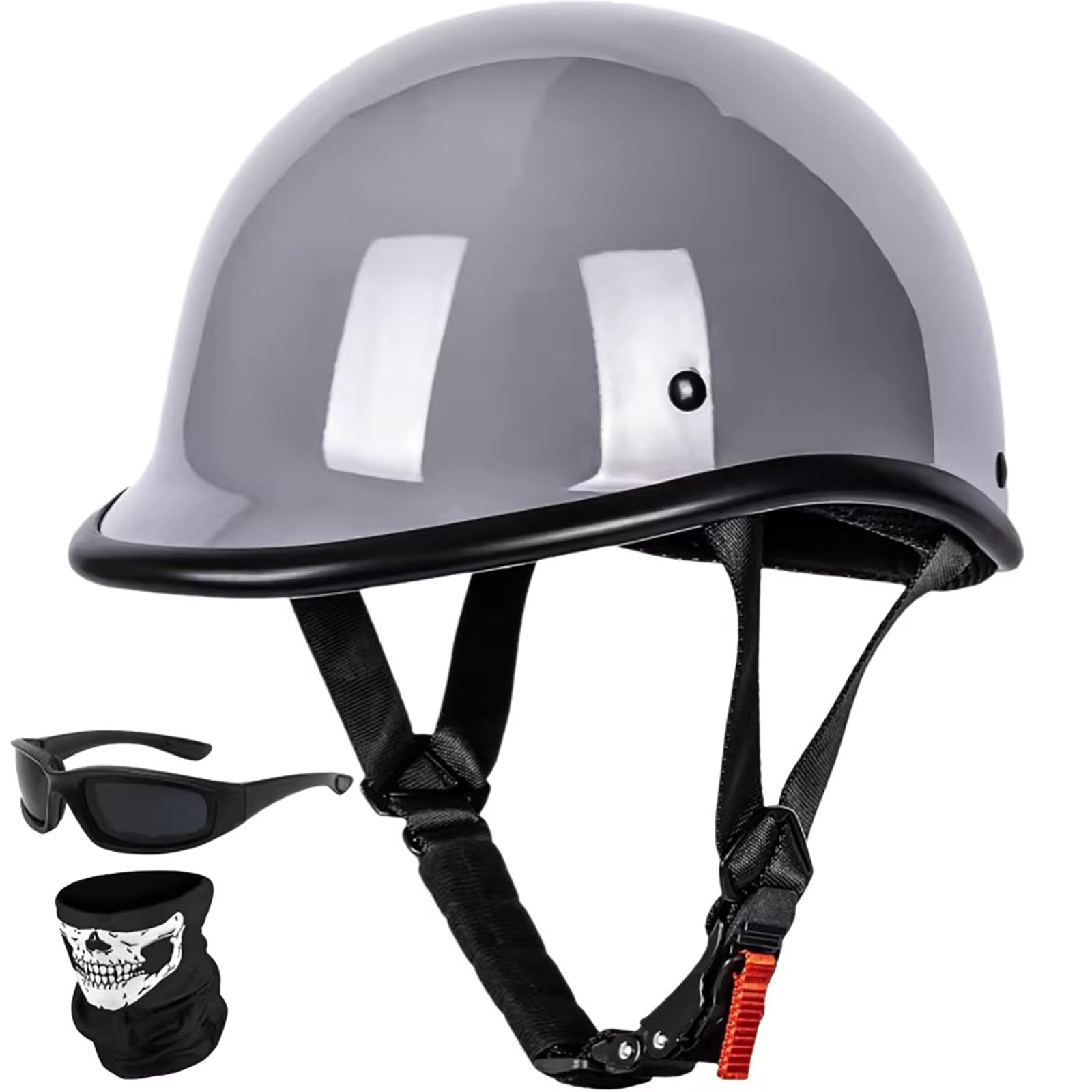 Kask motocyklowy vintage (kask pół), homologacja ECE/DOT, męski kask motocyklowy retro, cruiser, skuter i kask motorowerowy do ruchu miejskiego, odpowiedni na wszystkie pory roku.