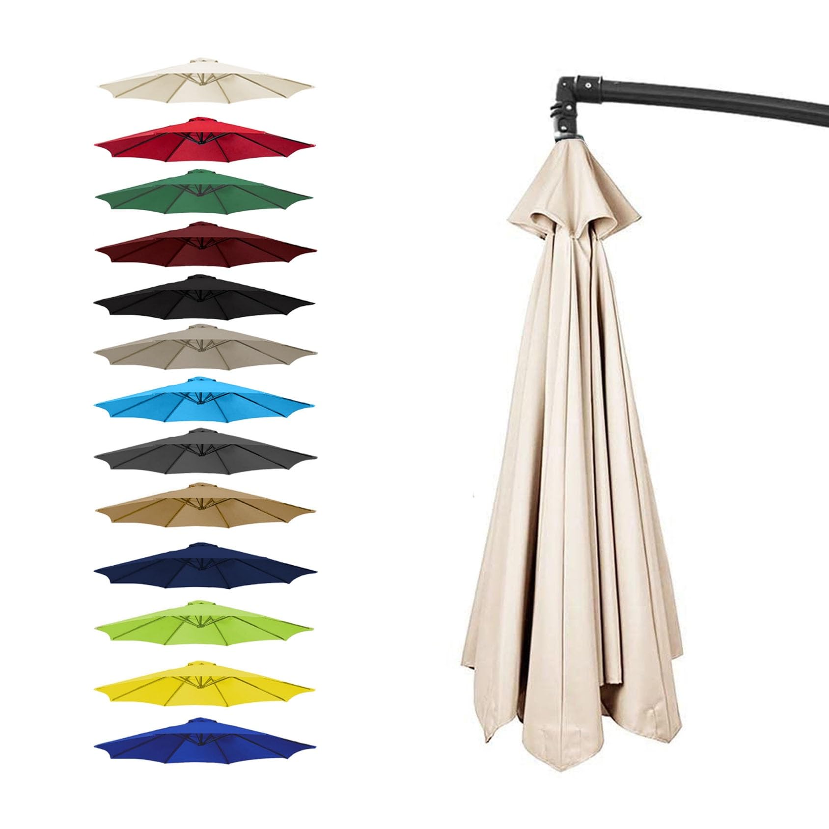 GZDXBF Garden Umbrella Replacement Cover, 6/8 Arm Replacement Parasol Fabric Cover, Replacement Parasol Canopy For 200cm/270cm/300cm Umbrella(Color:White,Size:8 ribs: 2.7m/8.8ft)