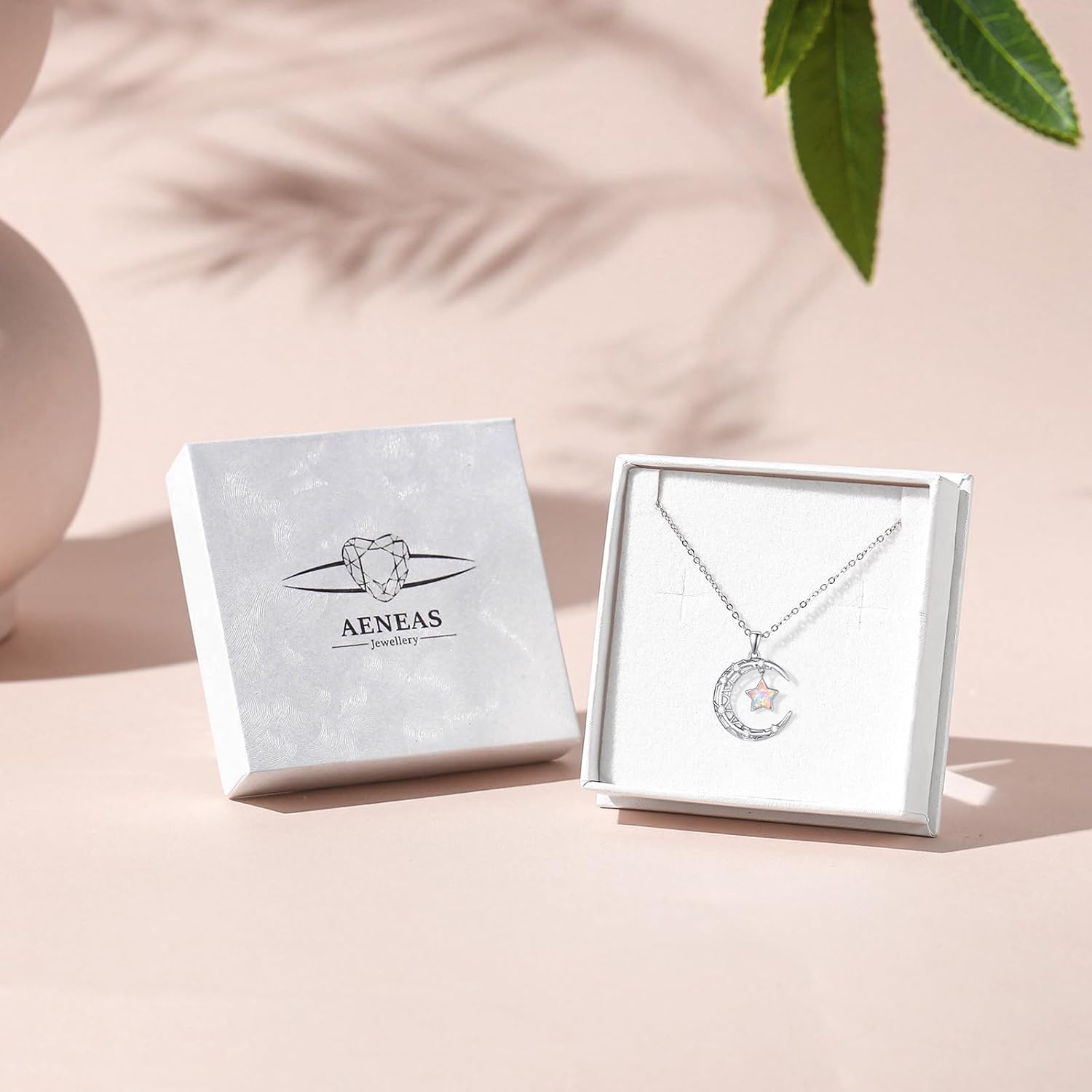 AENEAS Moon and Star Necklace Sterling Silver Opal Crecent Moon Pendant Celestial Jewelry Gifts for Women - Image 7