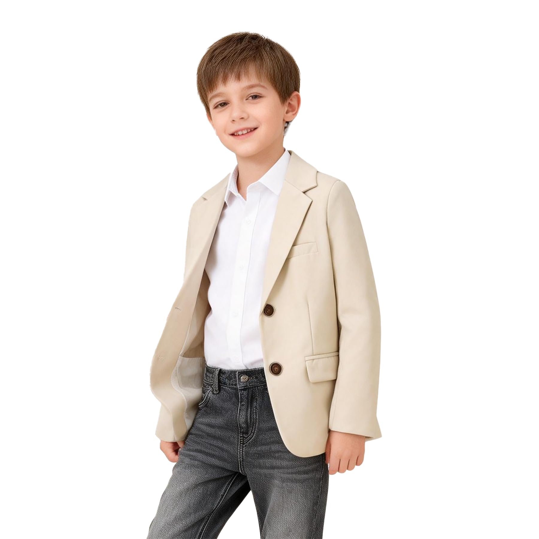 LOLANTA Blazer Casual per Bambino, Giacca da Completo Unita, Classico Monopetto con Tasche a Patta, 5–12 Anni
