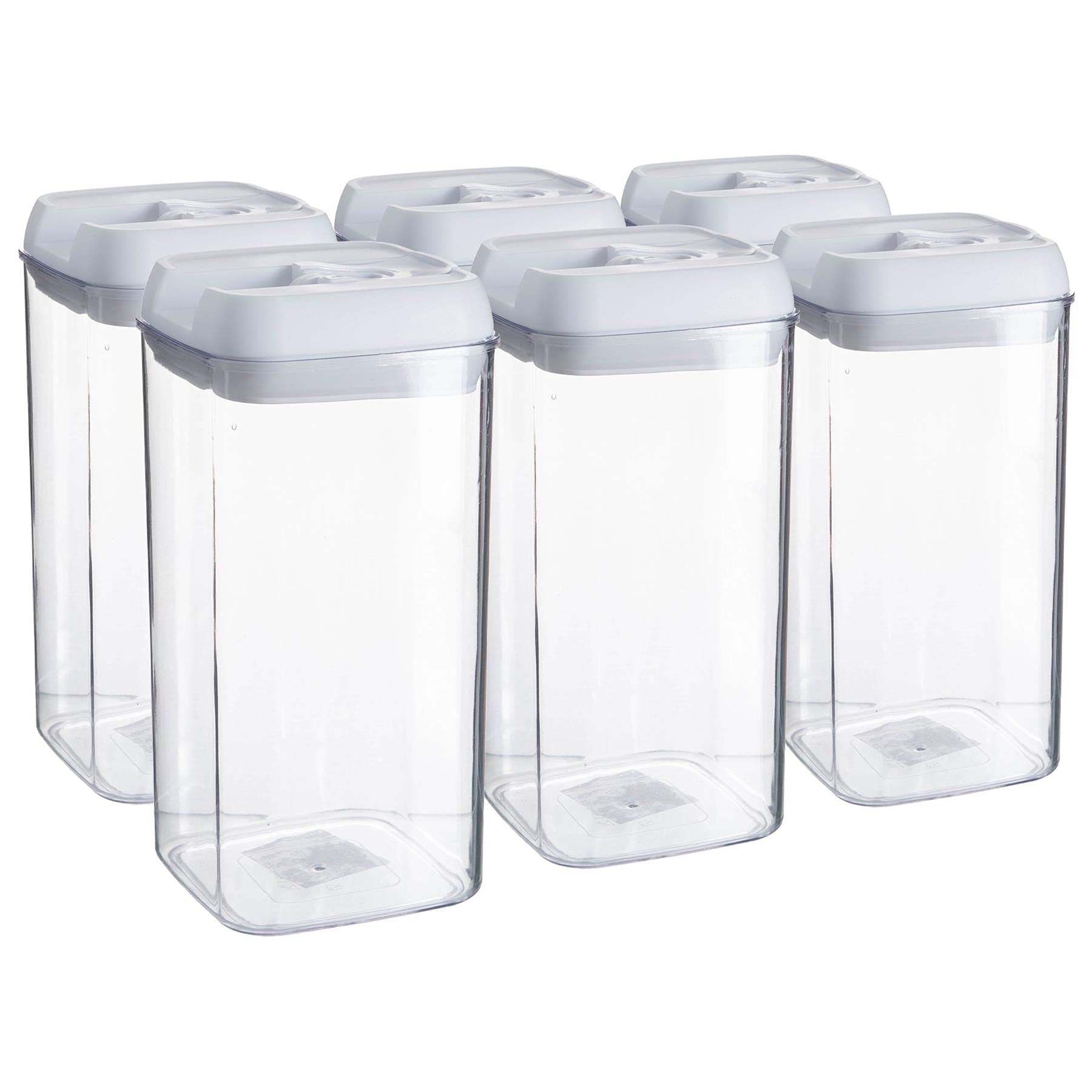 Argon Table Food Storage Containers with Airtight Flip Lock Lids - 1200ml - White - 6 Pack - Plastic Kitchen Storage Tupperware Pantry Food Organiser for Cereal, Oats, Sugar, Coffee, Biscuits, Tea