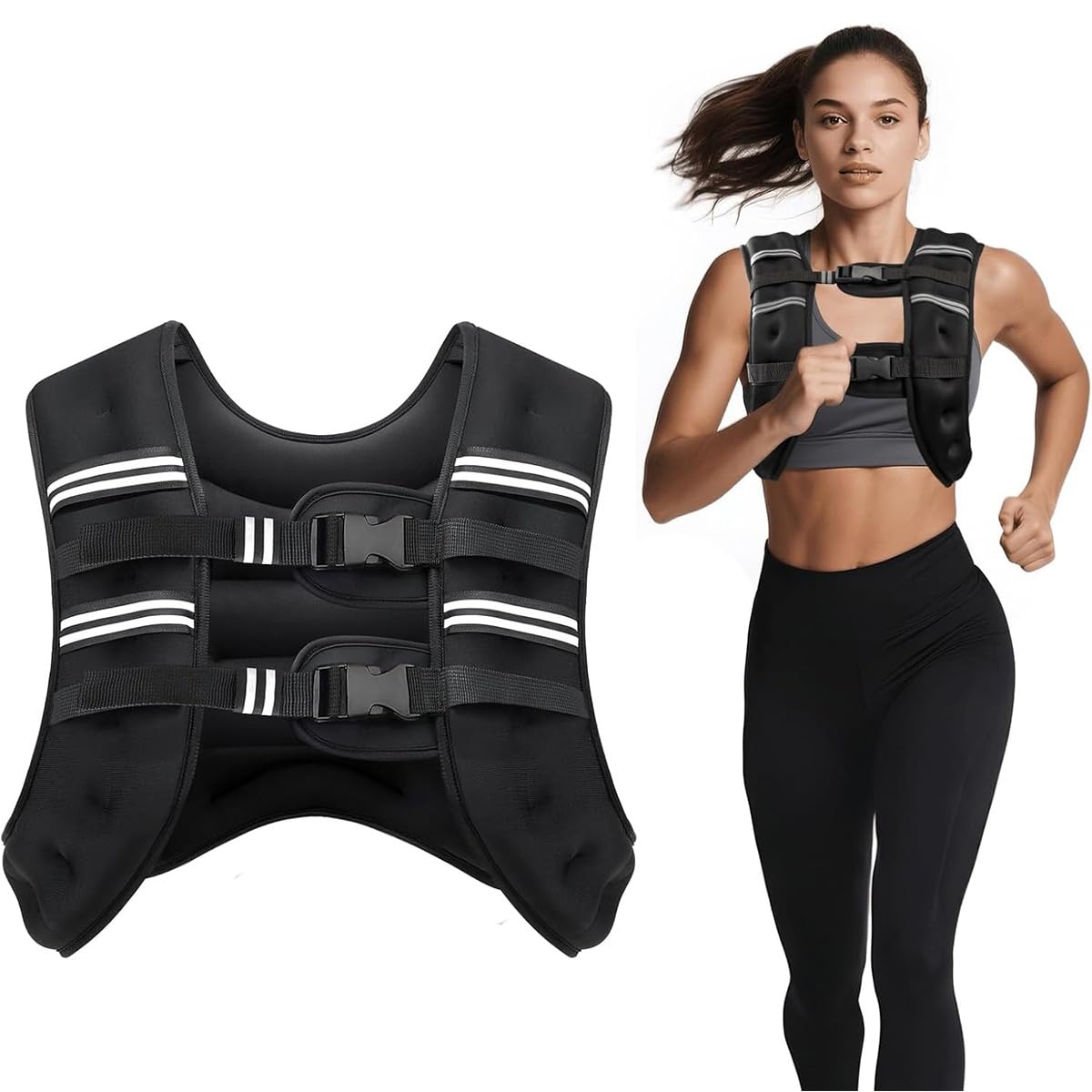 Sport Weighted Vest Body 10 8 5Kg Weight Training Vest, Strength Exercise Vest Weight Jacket with Reflective Stripe Adjustable Strap Workout for Fitness Boxing Run Gym Muscle Building