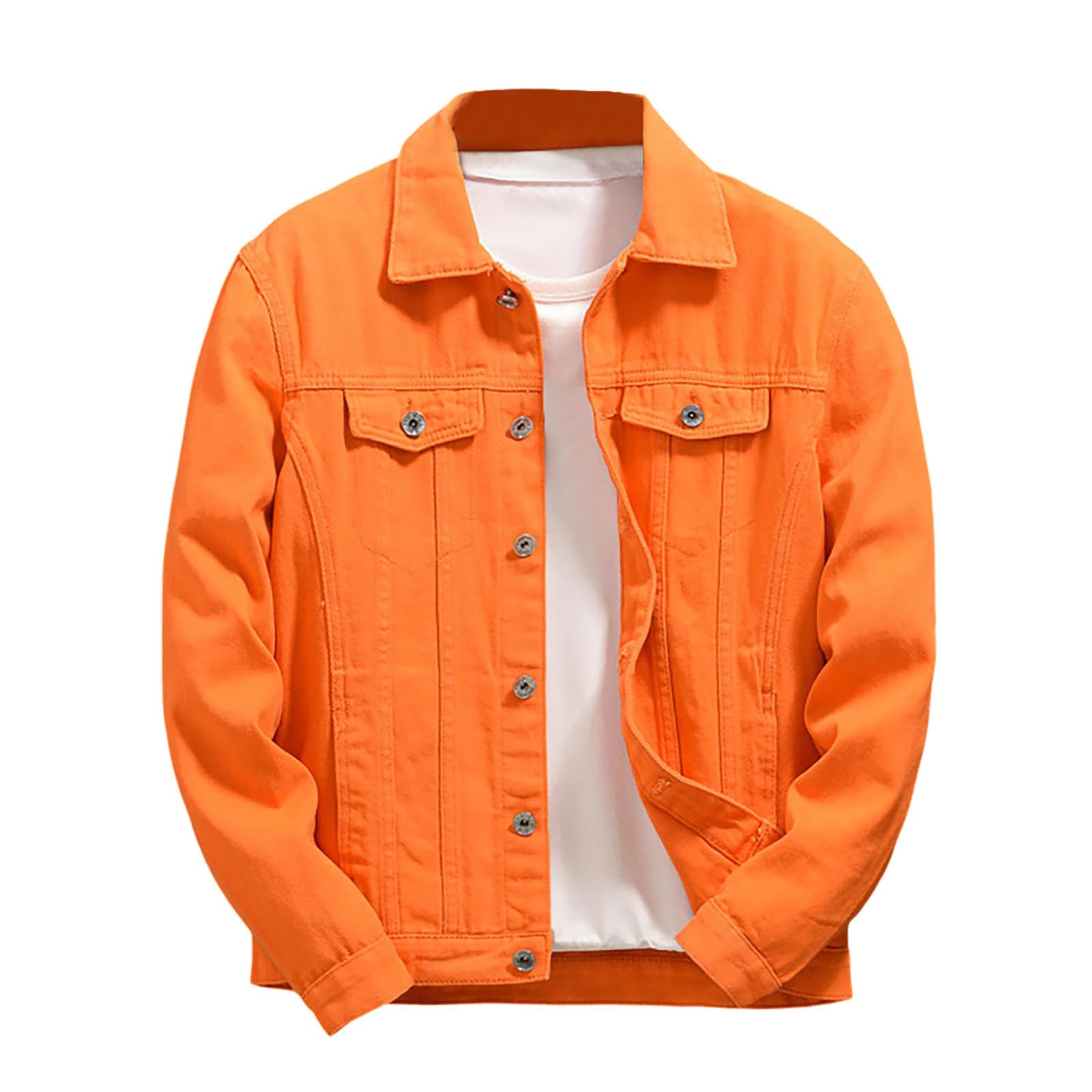 Veste en jean pour homme de couleur unie coupe-vent mi-saison avec poches