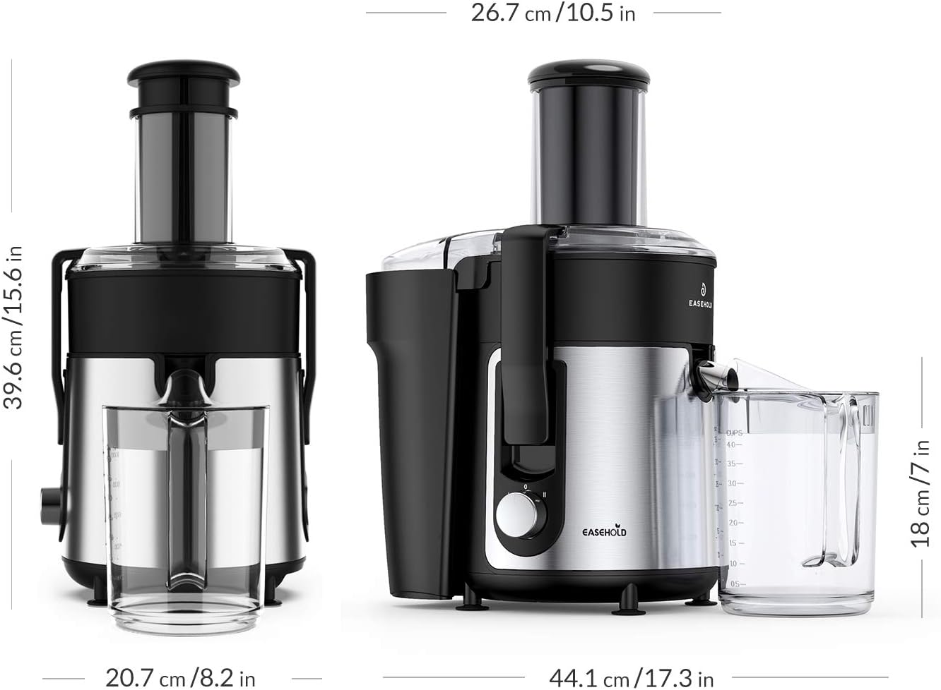 Diagram showing product dimensions: 8.2D x 10.5W x 15.6H inches