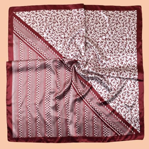 Geometric Symmetry Flower Satin Head Scarf for Women Like Silk Hair Wrapping Bandana Square Shawl Wraps 35 Inches4