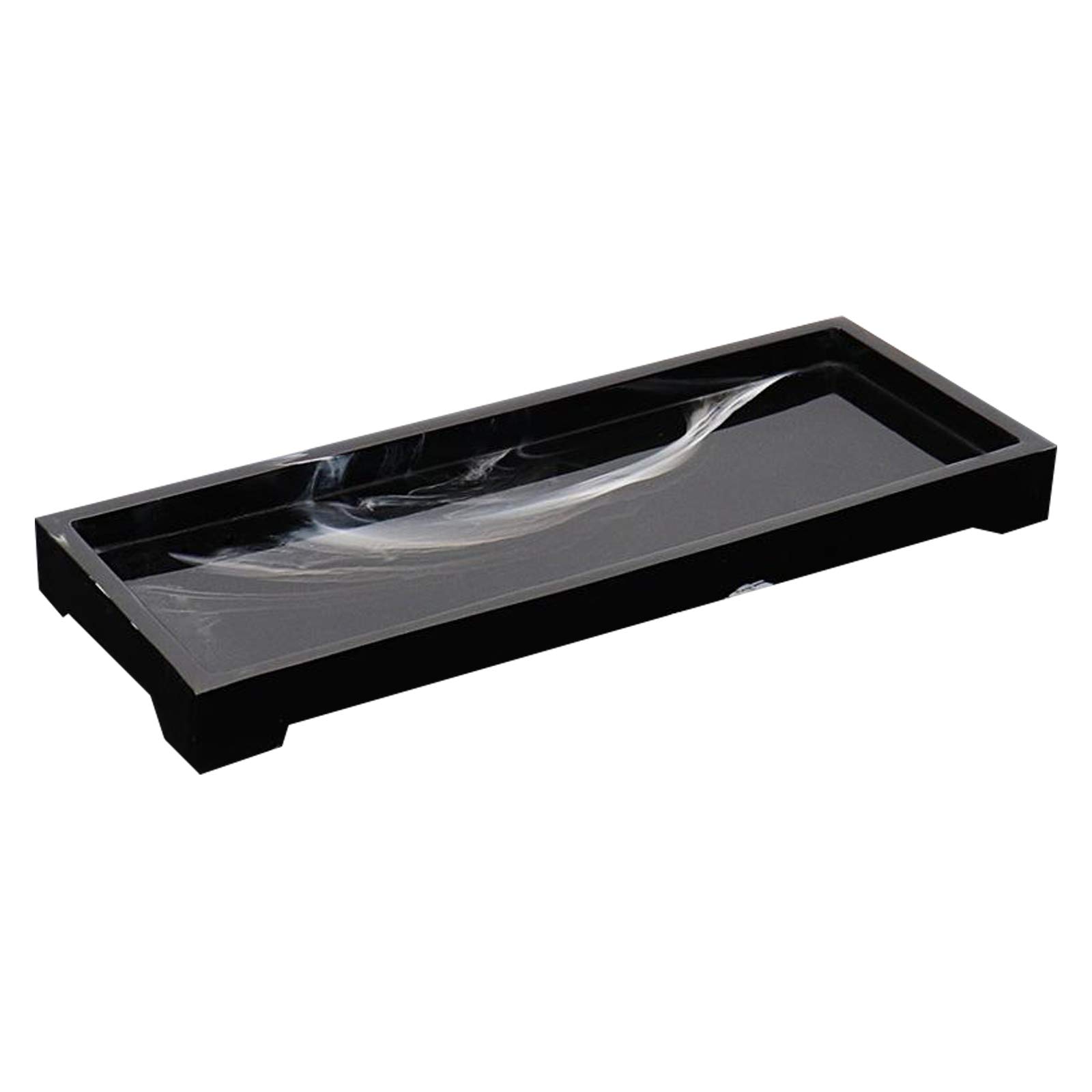 WOVEBIUS Marbling Bathroom Storage Vanity Tray Cosmetics Parfume Organizer Black
