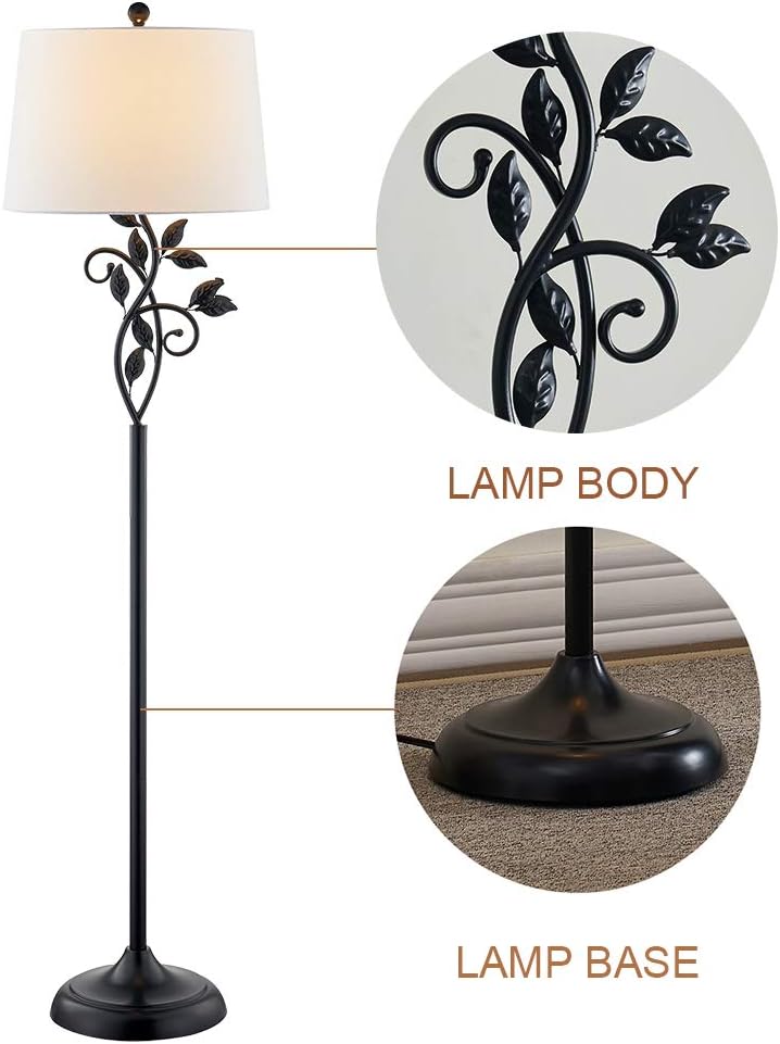Black Friday - 50% OFF Maxax Traditional Floor Lamp, Reading Standing Light with White Fabric Shade, 100W 3-Way Dimmable Metal Leaf Floor Lamp for Living Room and Bedroom, Black Best Cyber Monday 🔥 Maxax Traditional Floor Lamp, Reading Standing Light with White Fabric Shade, 100W 3-Way Dimmable Metal Leaf Floor Lamp for Living Room and Bedroom, Black