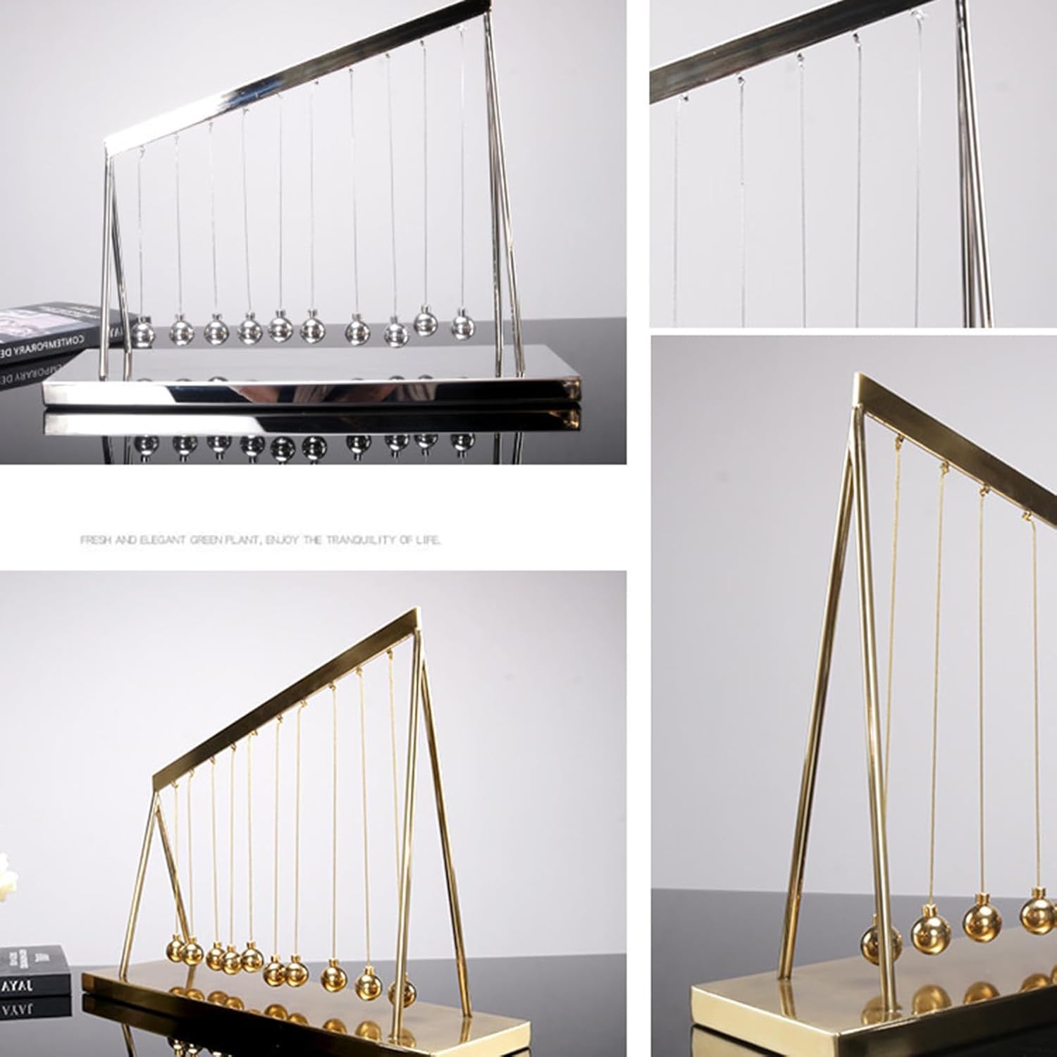 Newton's Cradle ozdoba na biurko balansująca, nauka fizyka, dekoracja biurka z 10 metalowymi kulkami dla odprężenia i dekoracji biura