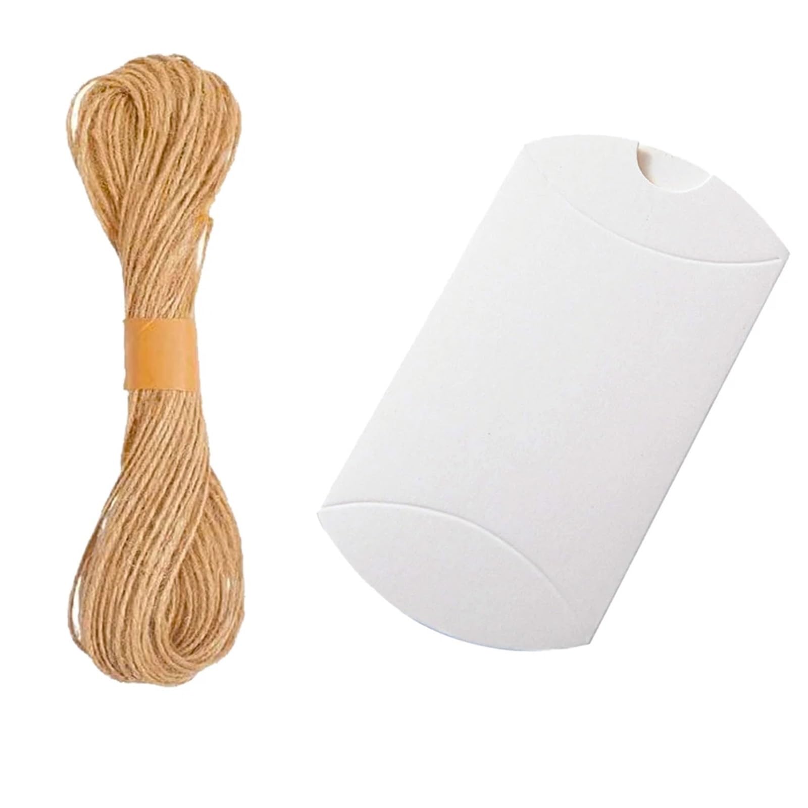 Decorated Jewelry Gift Boxes 150 Pcs Kraft Pillow Boxes with 20m Jute Twine, Holiday Party Gift Packaging Set