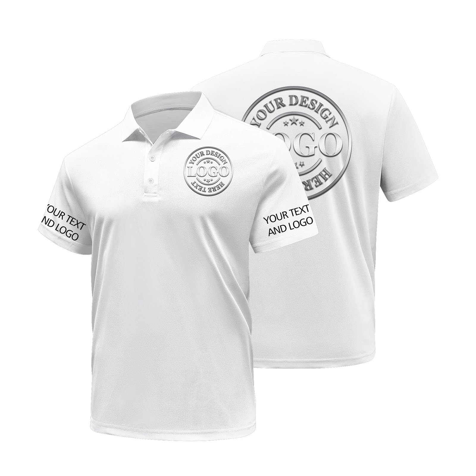 Polo Personnalisable Homme Recto/Verso avec Votre Propre Photo Texte - Tee Shirt Personnalisable Polo Homme Manches Courtes T Shirt Personnalisé Polos Été Vêtements De Bricolage Chemise De Travail