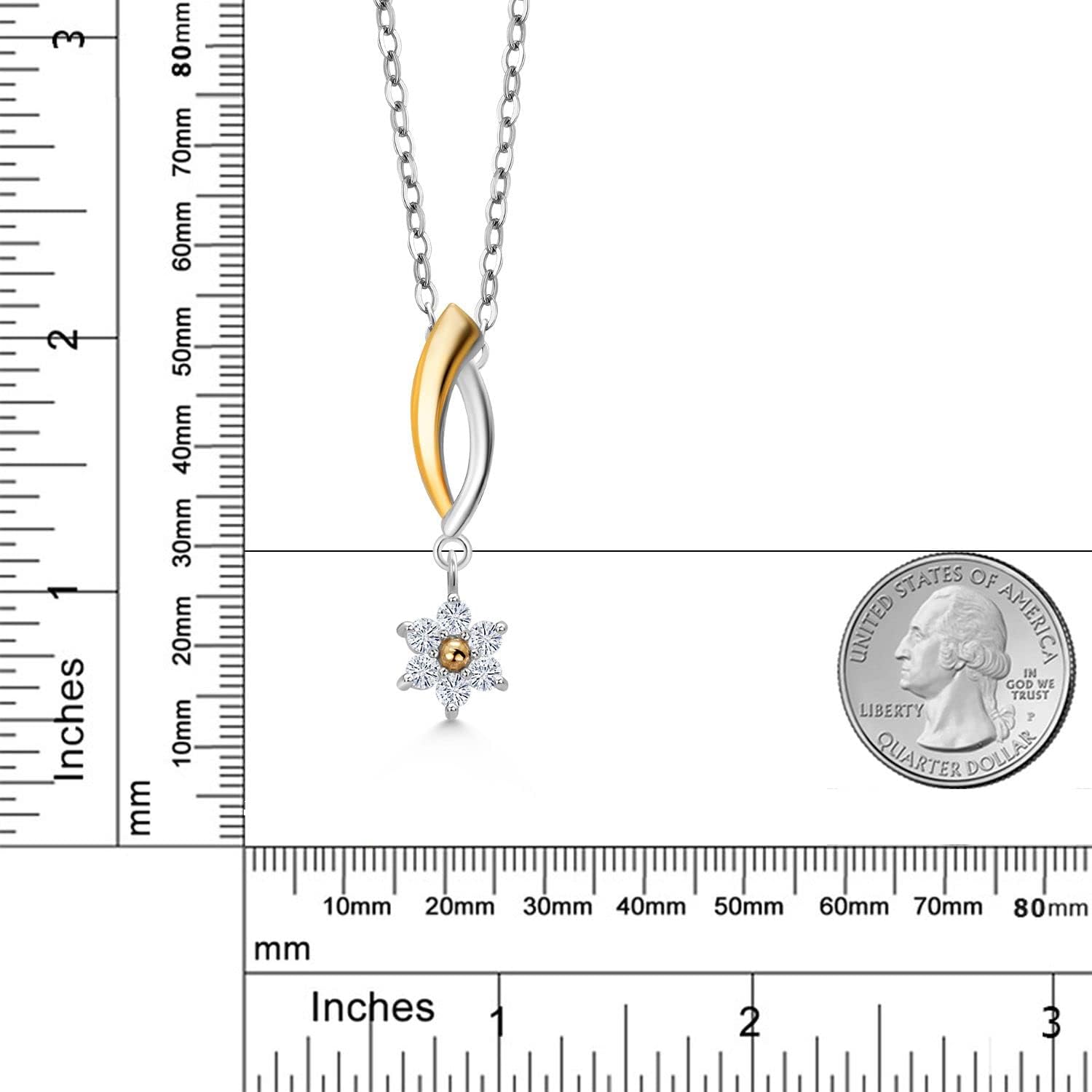 Gem Stone King 10k Yellow Gold and 925 Sterling Silver Lab Grown Diamond Pendant Necklace For Women with Healing Energy Charms Set with Moissanite - Image 2