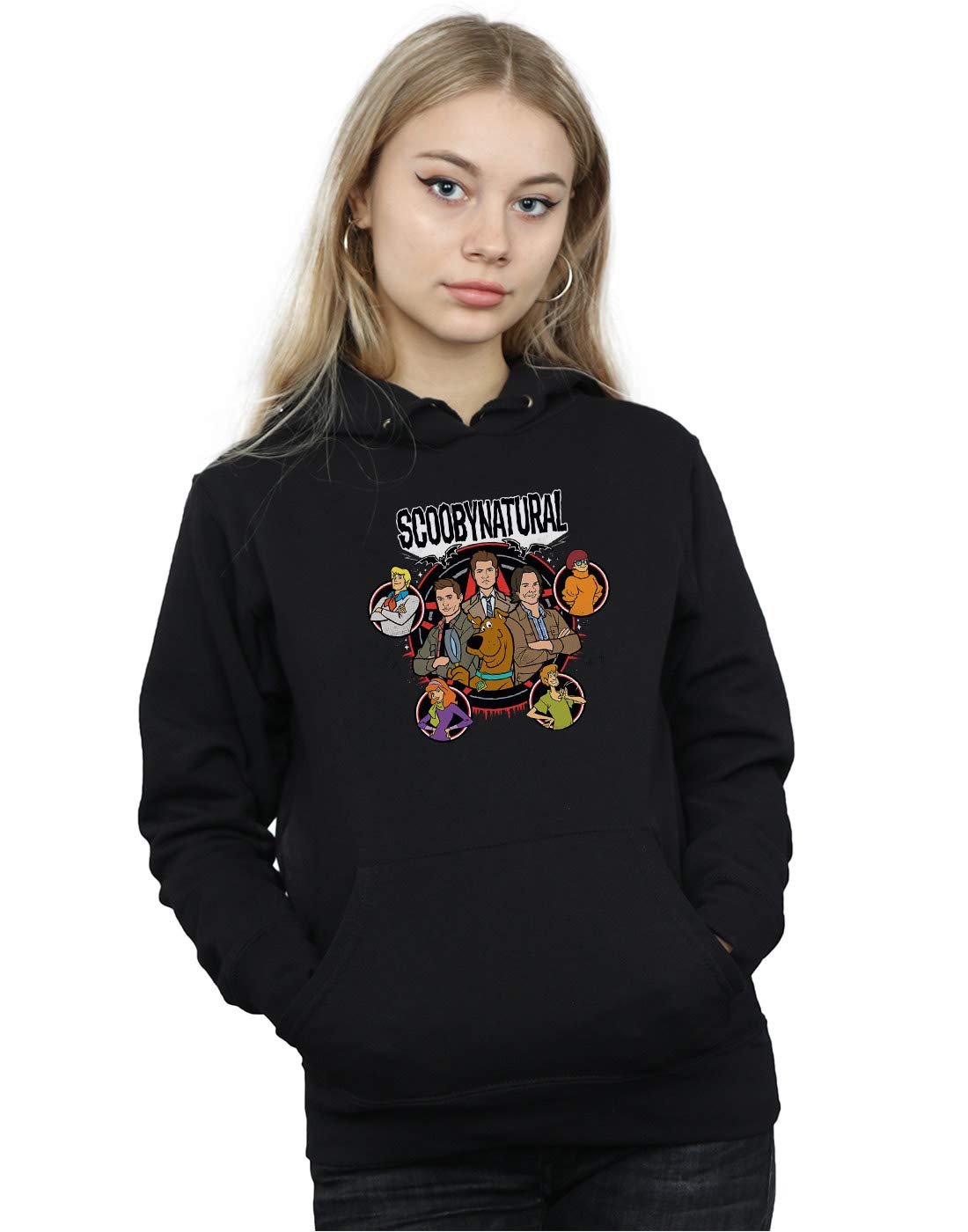 Absolute Cult Women's Black Scoobynatural Characters Star Hoodie Large