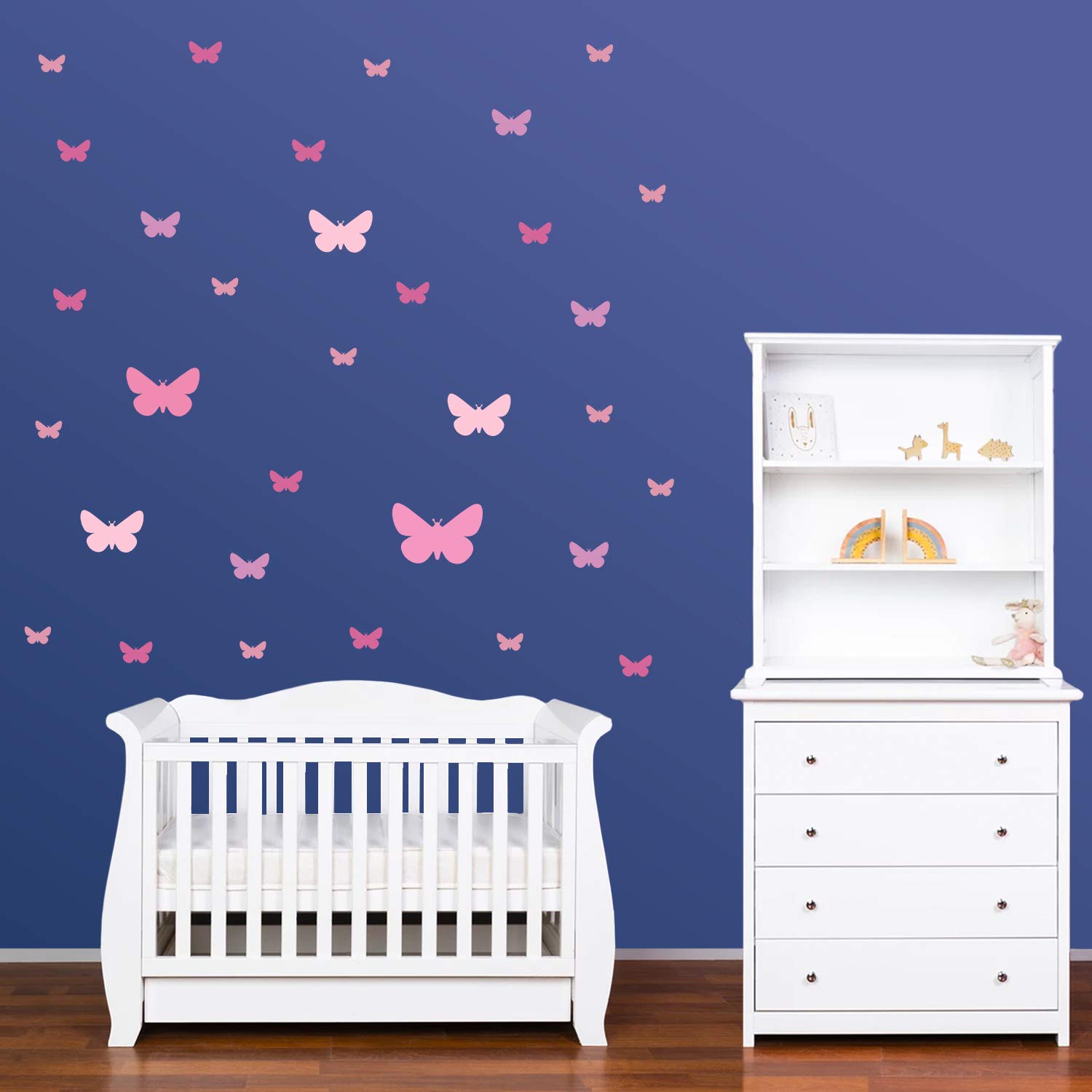 PREMYO Set 32 Adesivi Murali Farfalla - Wall Stickers Muro Cameretta - Decorazione Parete Camera da Letto Rosa