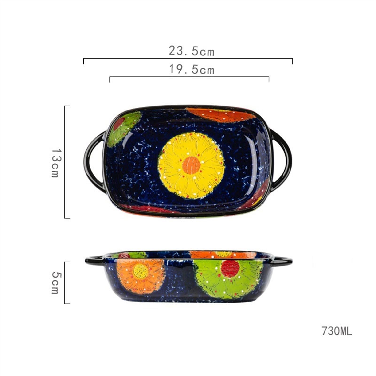 Auflaufformen Keramik-Auflaufform, Geschirr, Backen, Spaghetti-Auflaufform, hochtemperaturbeständig, mit Griff, for Ofen, Mikrowelle Lasagneform(19.5cm)