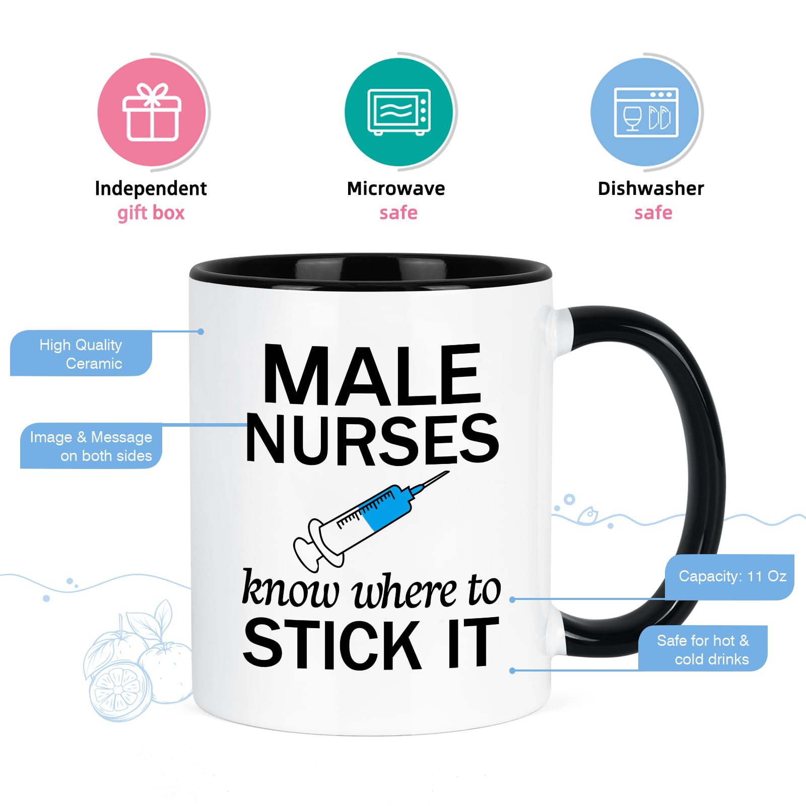 YHRJWN Nurse Gifts, Male Nurse Gifts, Nurses Week Appreciation Graduation Gift for Men Him, Funny Coffee Mug, 11 Oz