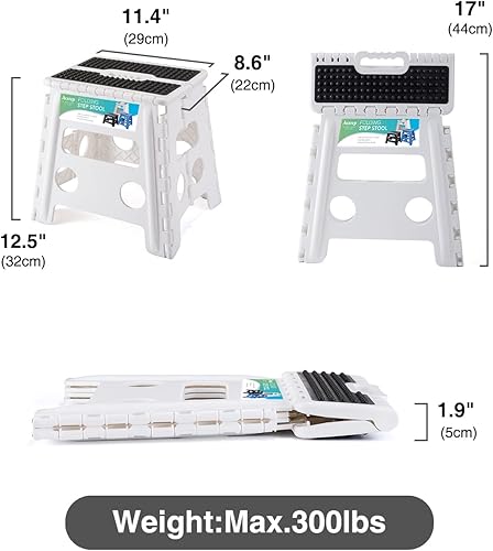 Miniatura 294 de Taburete plegable resistente de alta calidad de 13 pulgadas de altura para adultos, taburete de cocina, jardín, baño, color blanco Blanco,Bicolor