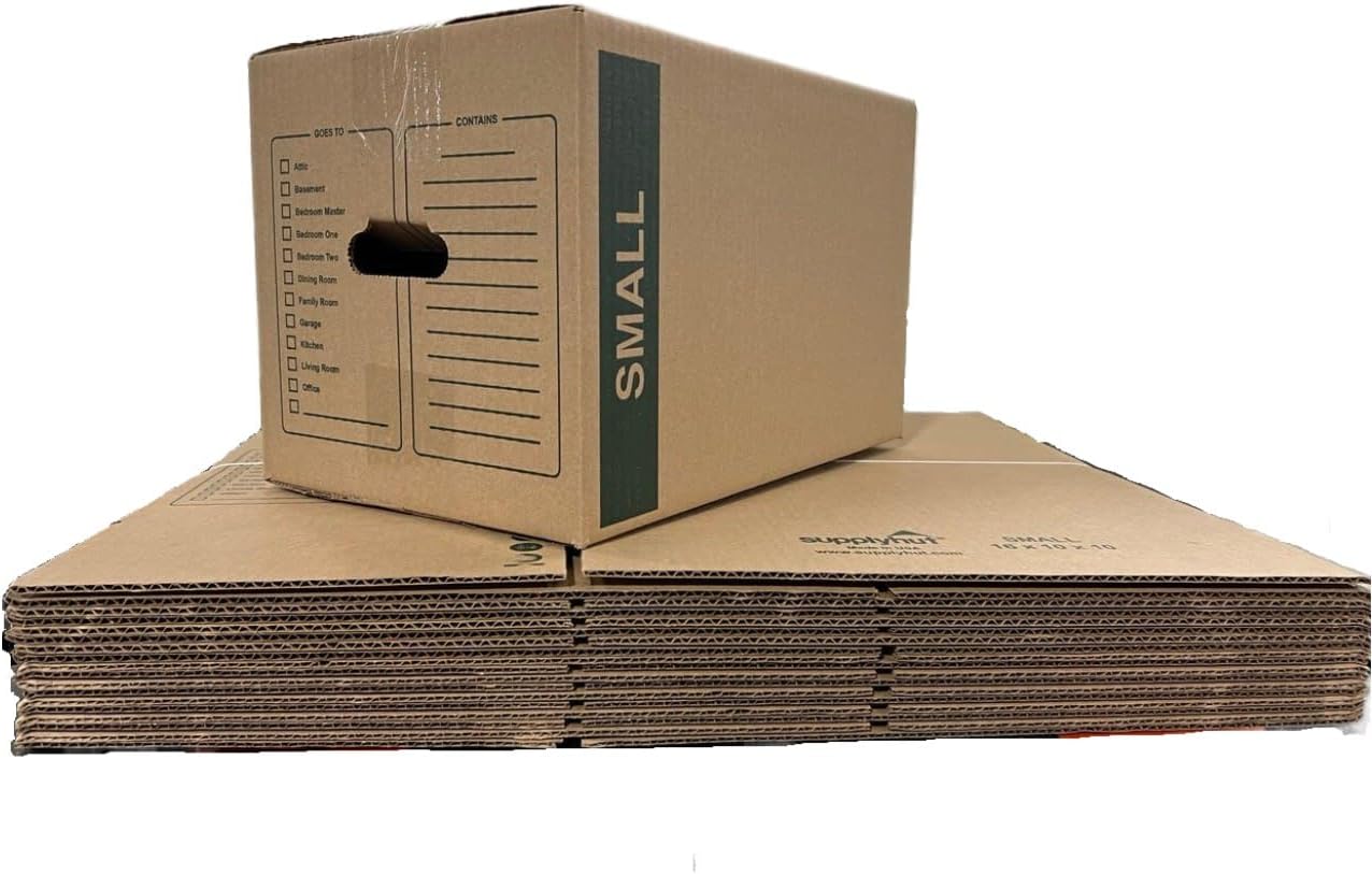 25 - Pack Small Cardboard Moving Boxes 16x10x10 32 ECT With Handles
