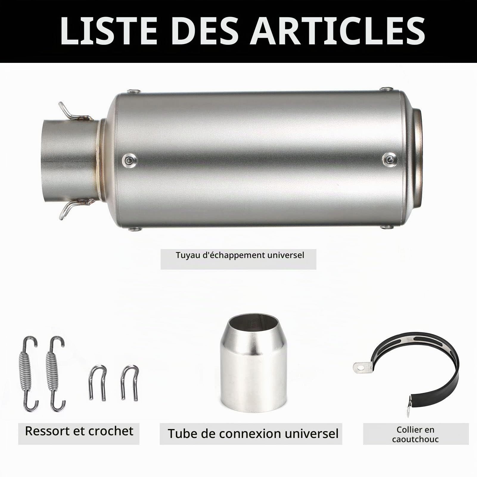 Shkalacar Universel Silencieux d'échappement de Queue de Tuyau d'échappement de Moto de 38-51mm adapté pour des Motos ATV