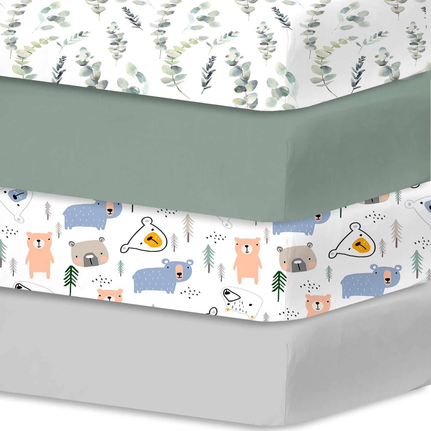 Little Grape Land Cot Bed Sheets 120 x 60 cm, Baby Fitted Sheets 4 Pack