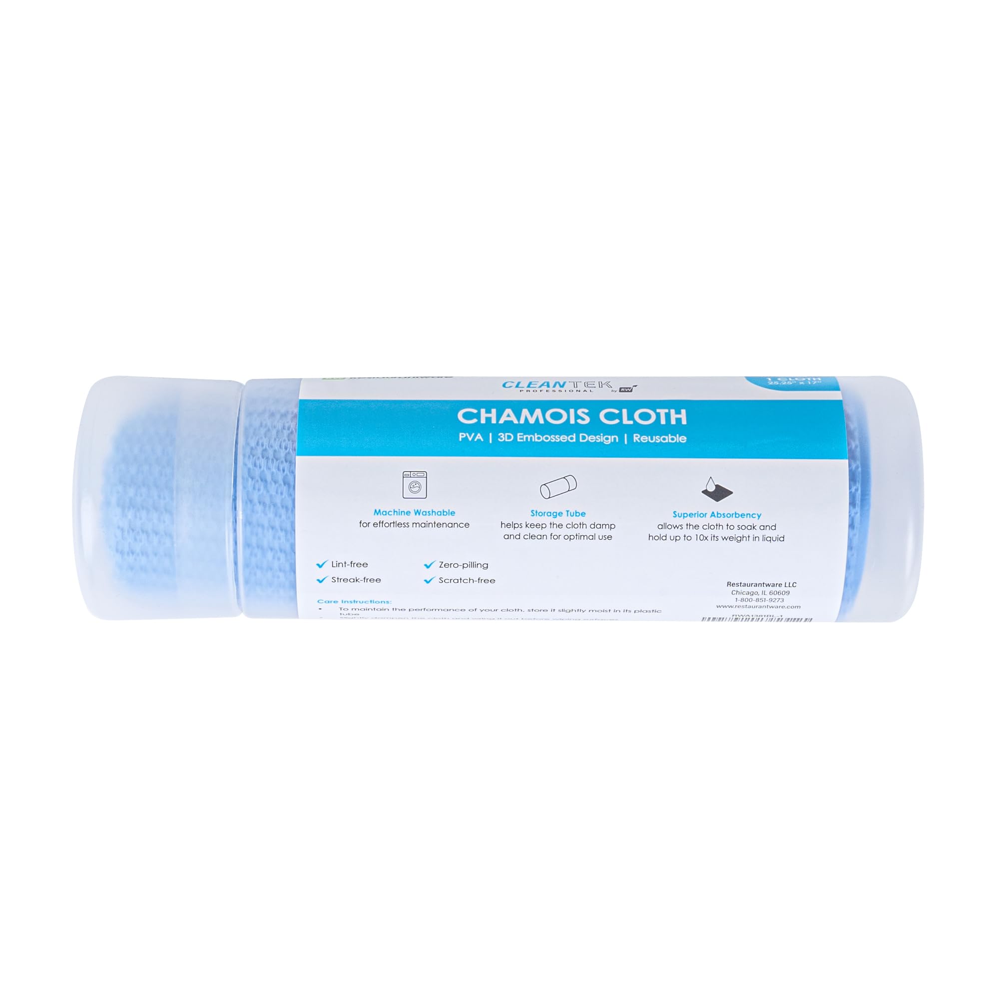 Clean Tek Professional Blue 3D Gamuza – con tubo de almacenamiento – 25 1/4 pulgadas x 17 pulgadas – 1 caja