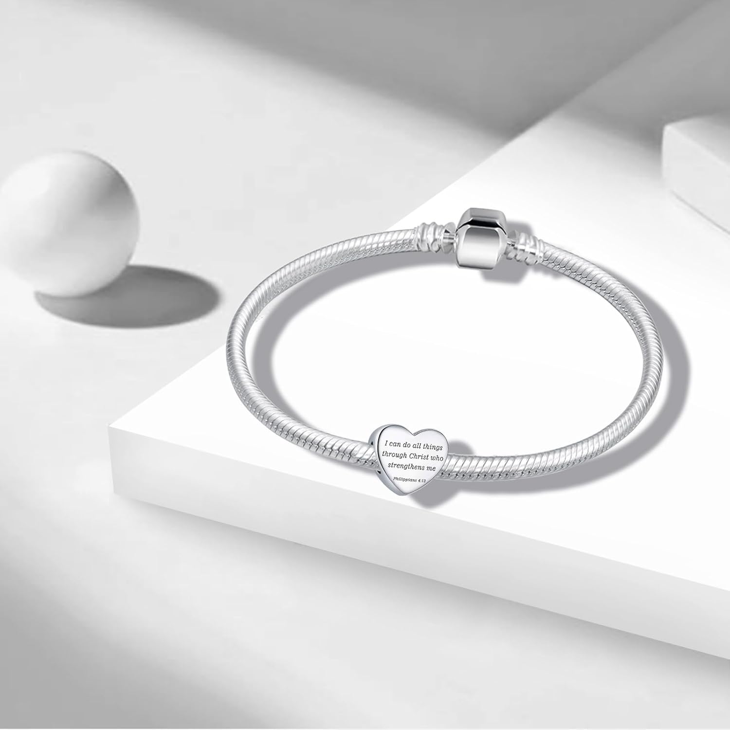 Christian Bible Verse Heart Charm for Bracelet Charm Prayer Faith Religious Jewelry Gifts for Women - Image 3