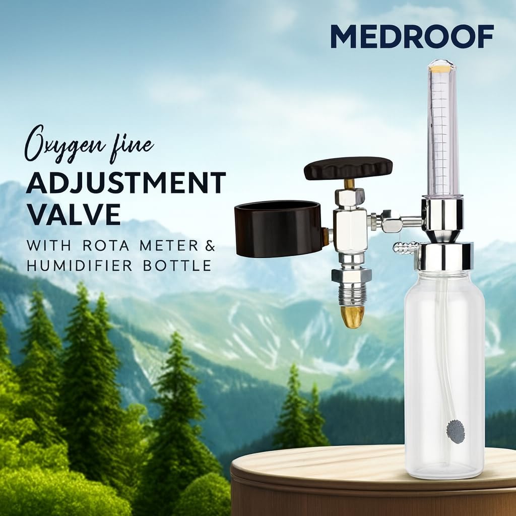 MEDROOF™ IMPORTED Flowmeter for oxygen cylinder humidifier bottle for oxygen cylinder with o2 regulator, oxygen flow meter with fine adjustment valve 1