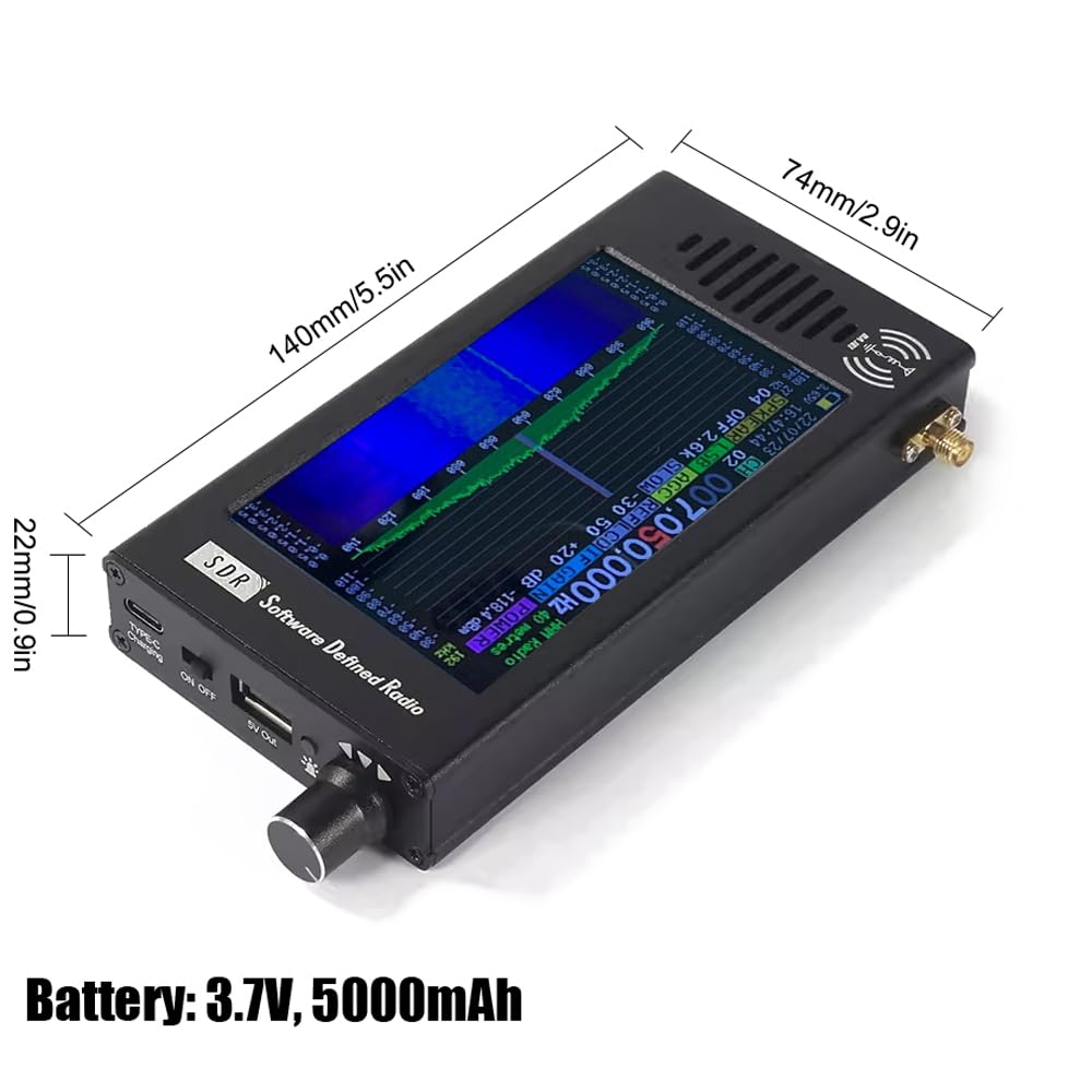 Recepción Profesional de Radio Portátil de 4.3 Pulgadas con Pantalla IPS, Batería de 5000 MA, 99 Canales, Radio de Antena de Onda Corta para Bandas Am/FM, Pantalla de Espectro