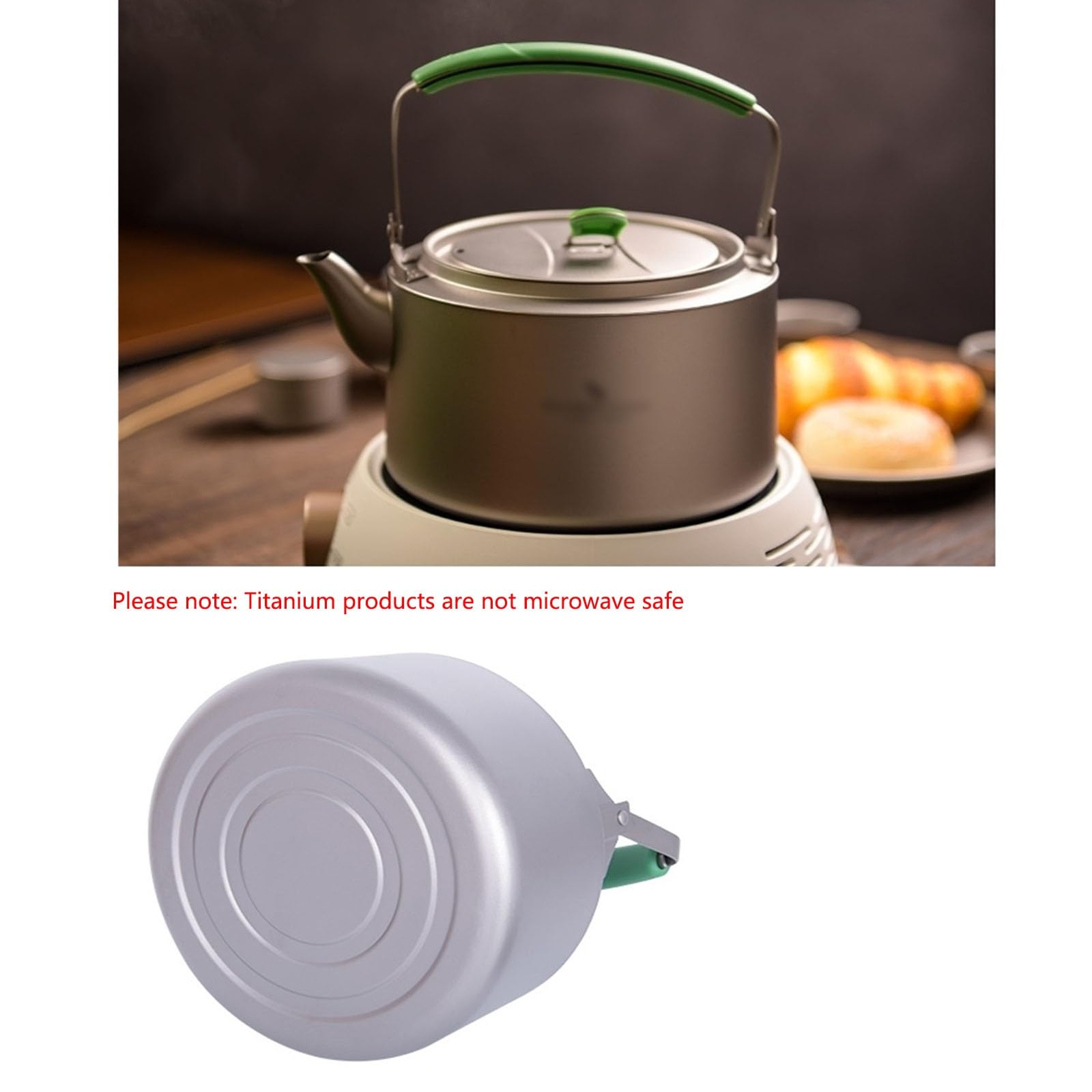 Czajnik obozowy na ognisko na świeżym powietrzu Tytanowy czajnik 800 ml/1200 ml ze składanym uchwytem Filtr Outdoor Camping Czajniczek o dużej pojemności, duży czajnik turystyczny na zewnątrz Przenośn