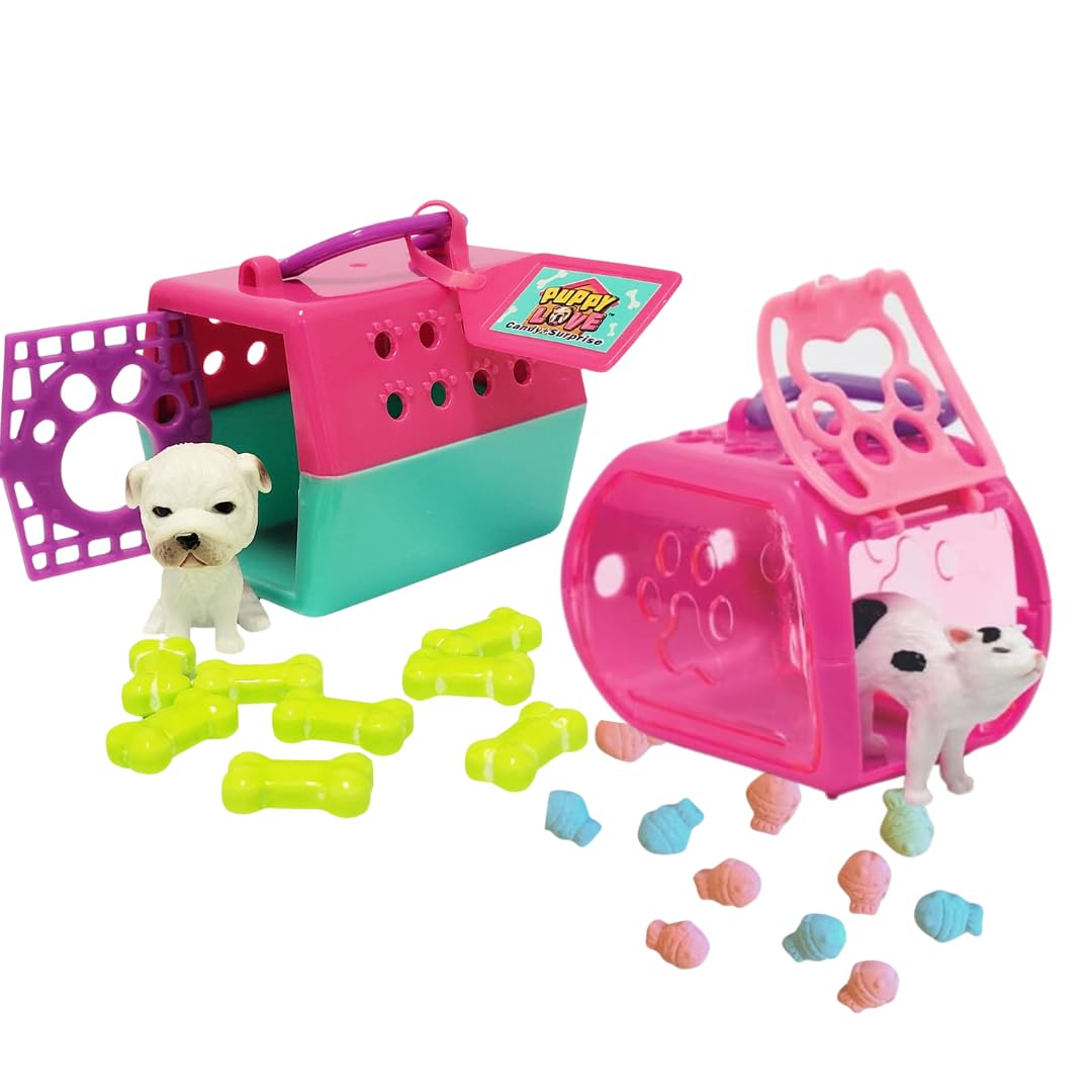 Kidsmania Puppy Love & Kitty Corner Gift with Candy Surprise, Collect Them All! - Pack of 6, 3 each By Lyza's Sweets & Treats