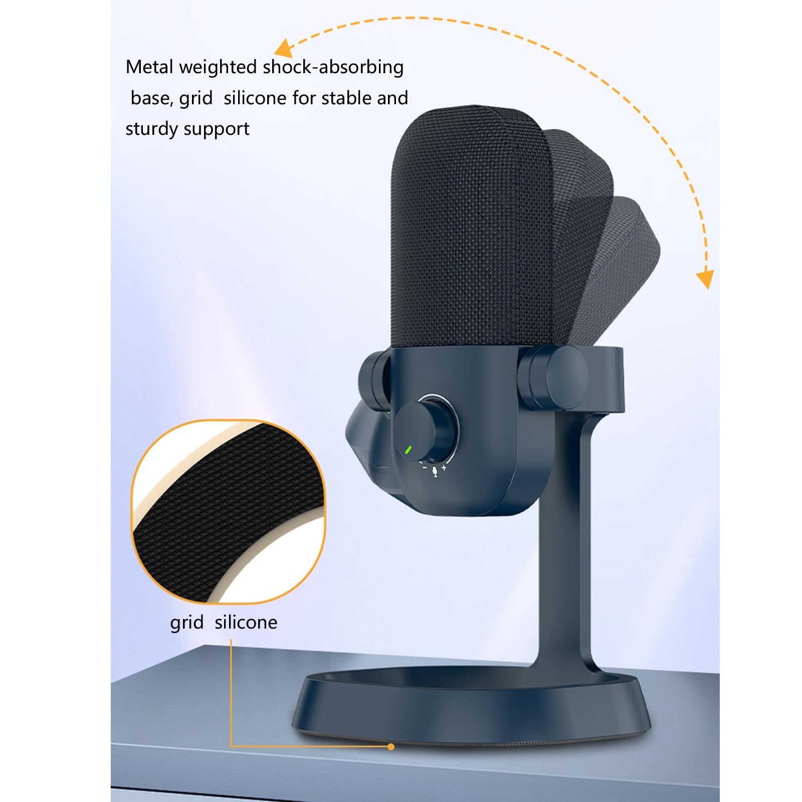 Microfono a condensatore USB con risoluzione con campionamento uditivo a 24 bit e funzione auricolare Pickup professionale per podcast