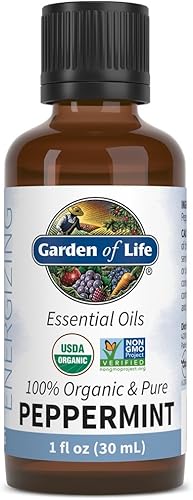 Garden of Life Aceite esencial, menta 1 fl oz (1.0 fl oz), 100% USDA orgánico y puro, sin diluir y sin OMG  para difusor, aromaterapia, meditación,