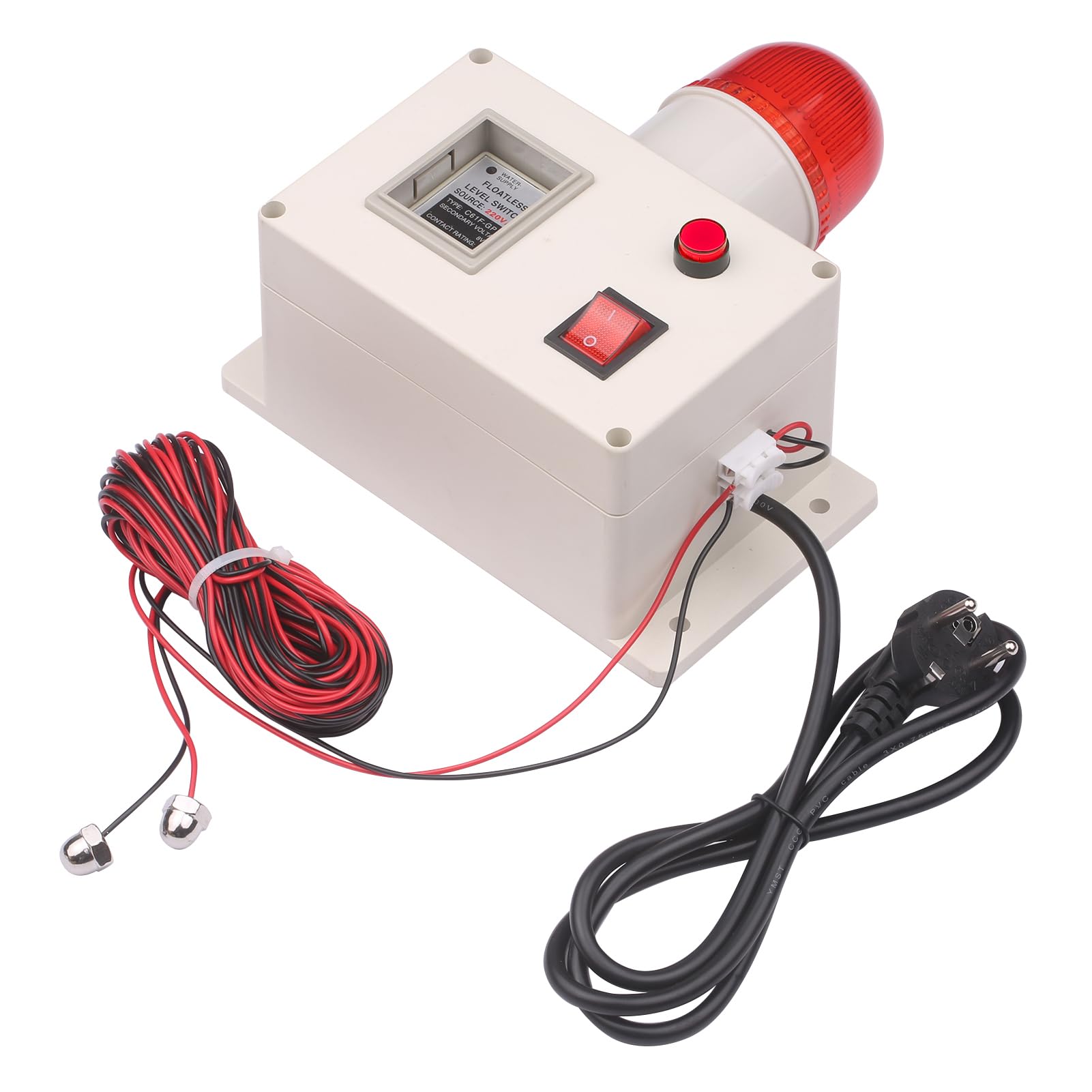 Alarma de Nivel de Agua, Sonda de Acero Inoxidable con Cable de 15 M para Detección de Líquidos, Monitoreo en Tiempo Real con Interruptor de Silencio para (Alarma Agua con