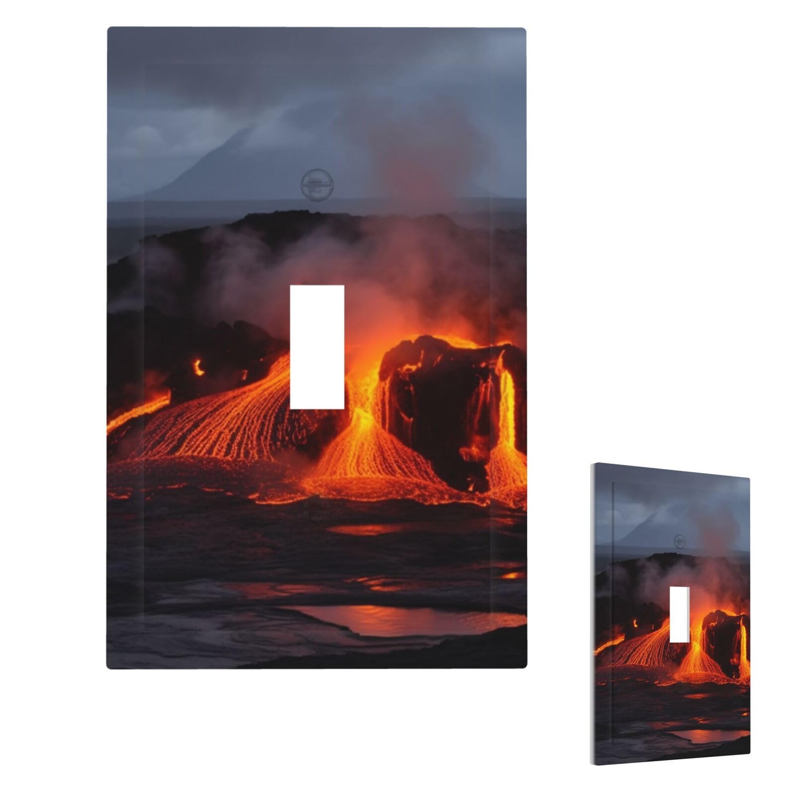 Kilauea Volcano Wall Plate Cover Modern Decorative 1 Gang Light Switch Cover Unbreakable Receptacle Outlet Covers For Living Room Bedroom Home Decor Single Toggle