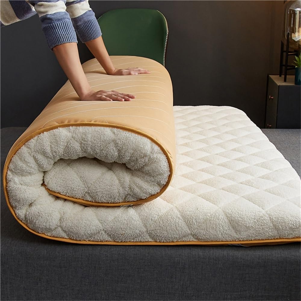 HUMAJORY Floor Mattress, Japanese Floor Futon Mattress, Tatami Mat Sleeping Pad Foldable Roll Up Boys Girls Dormitory Mattress Lounger(White,200x220cm)