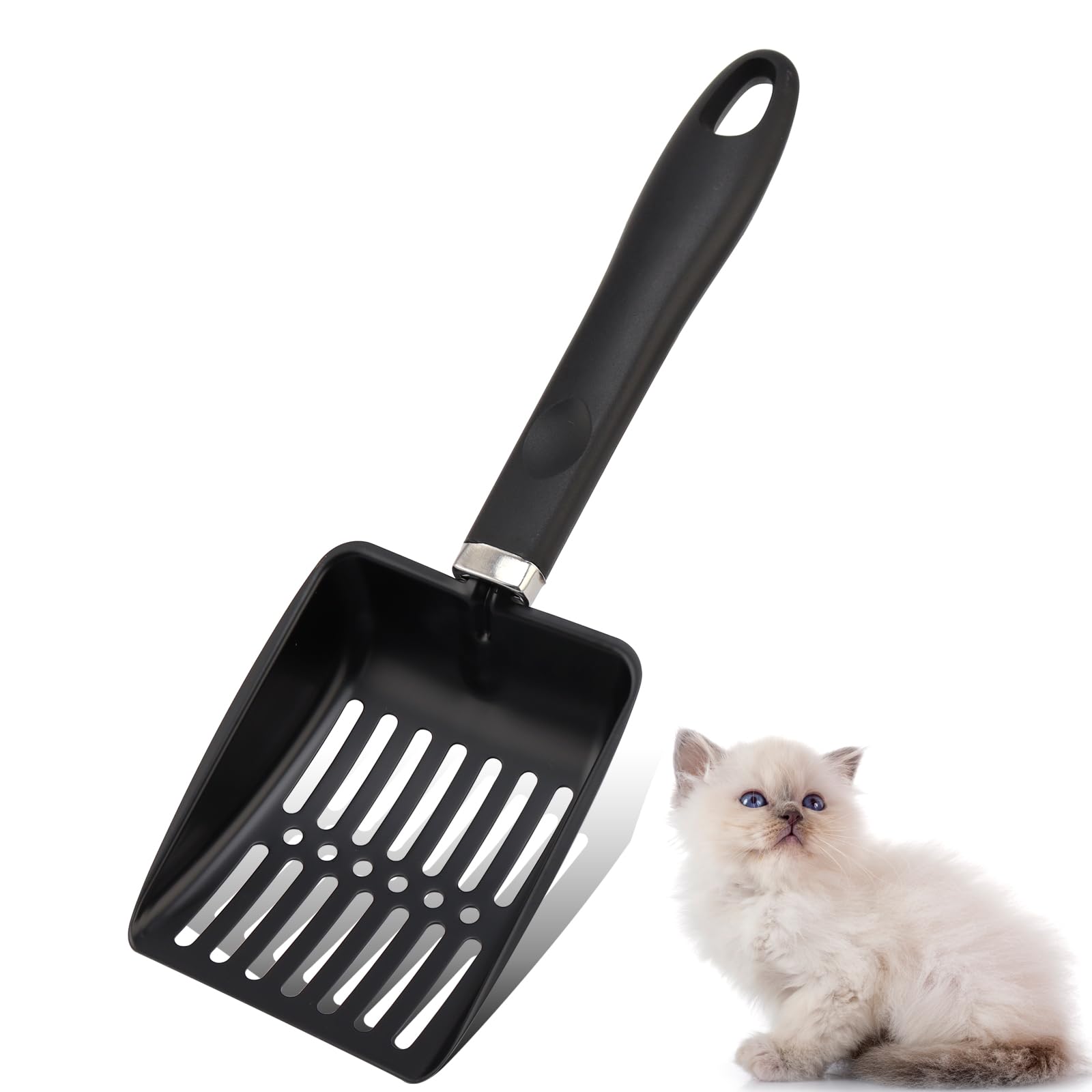 CHI SHANG Cat Litter Scoop,Metal Cat Litter Scoop,Stainless Steel cat Litter Scoop with Non-Slip Handle,Poop Sifting,Kitten Pooper Lifter,for Litter