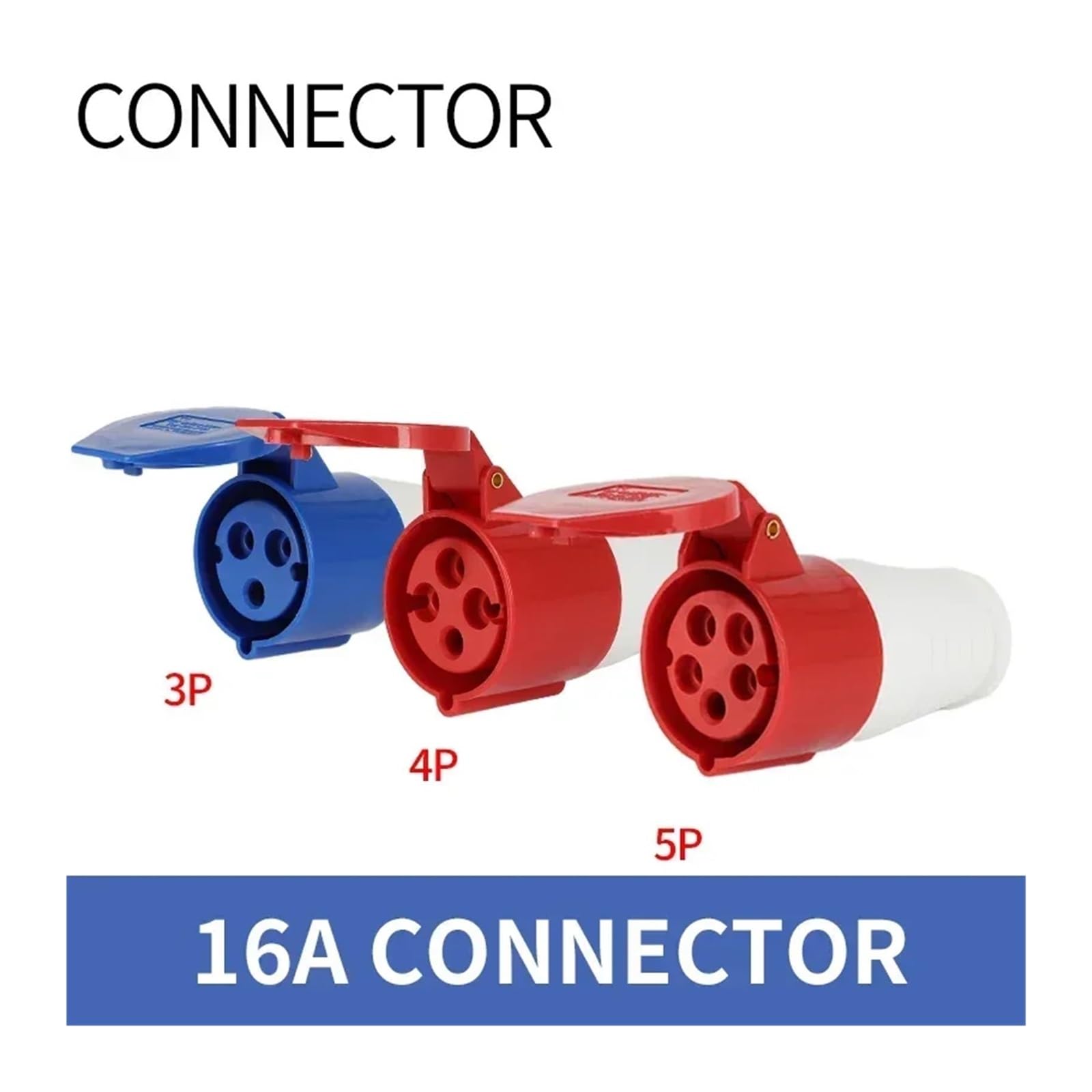 5 conectores eléctricos macho y hembra impermeables IP44 de 16 A/32 A, 3 P/4 P/5 P, enchufe industrial alta potencia 380 V(16A Connector,3Pin)