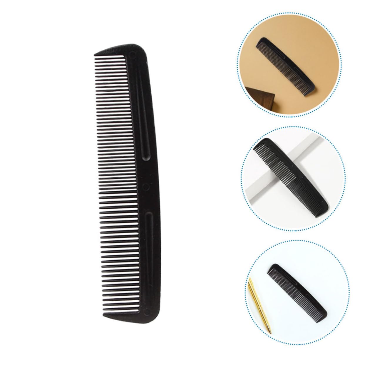 PACKOVE Peine de Peluquería de Doble Diente, 200 Piezas, Plástico Negro, para Hombres y Mujeres, Uso en Peinado y Cuidado del Bigote