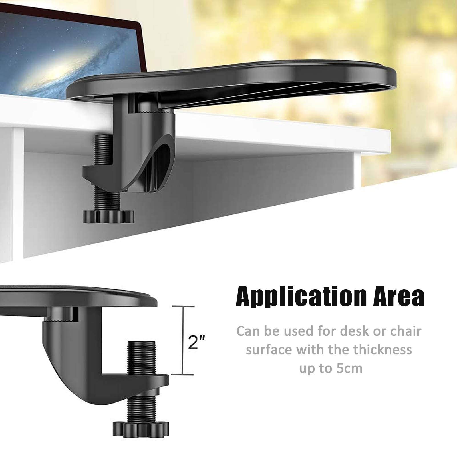 Reposabrazos ergonómico Ajustable para Ordenador, Alfombrilla giratoria para ratón, Soporte para reposamuñecas para Escritorio o Silla