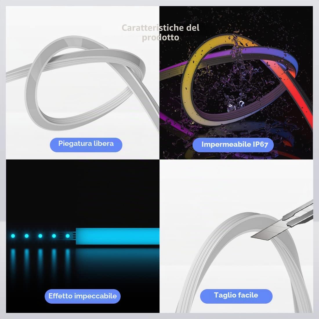 SEZO Profilo LED in Silicone T1212 3M Senza Macchie per Strisce LED Flessibili da 5-7mm IP67 Impermeabile 12 x 12mm Illuminazione a 120° (Senza Striscia LED)