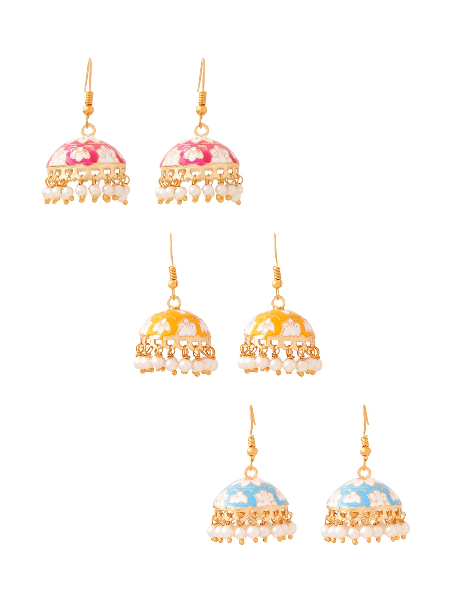 Yellow Chimes Big Jhumka Earrings For Women | Meenakari Earring | Wedding Jhumka Long Earings Fashion Earrings | Minimal Earrings For Women