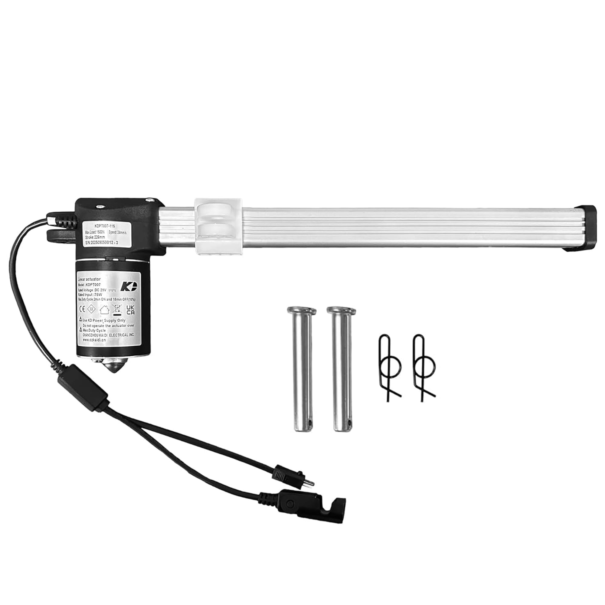 Actuador lineal Kaidi modelo KDPT007-115 Motor de sillas elevadoras reclinables eléctricas | Reemplazo de Limoss 451615, carrera: 226 mm, tamaño mínimo de instalación: 150 mm, repuesto del motor de sofá eléctrico